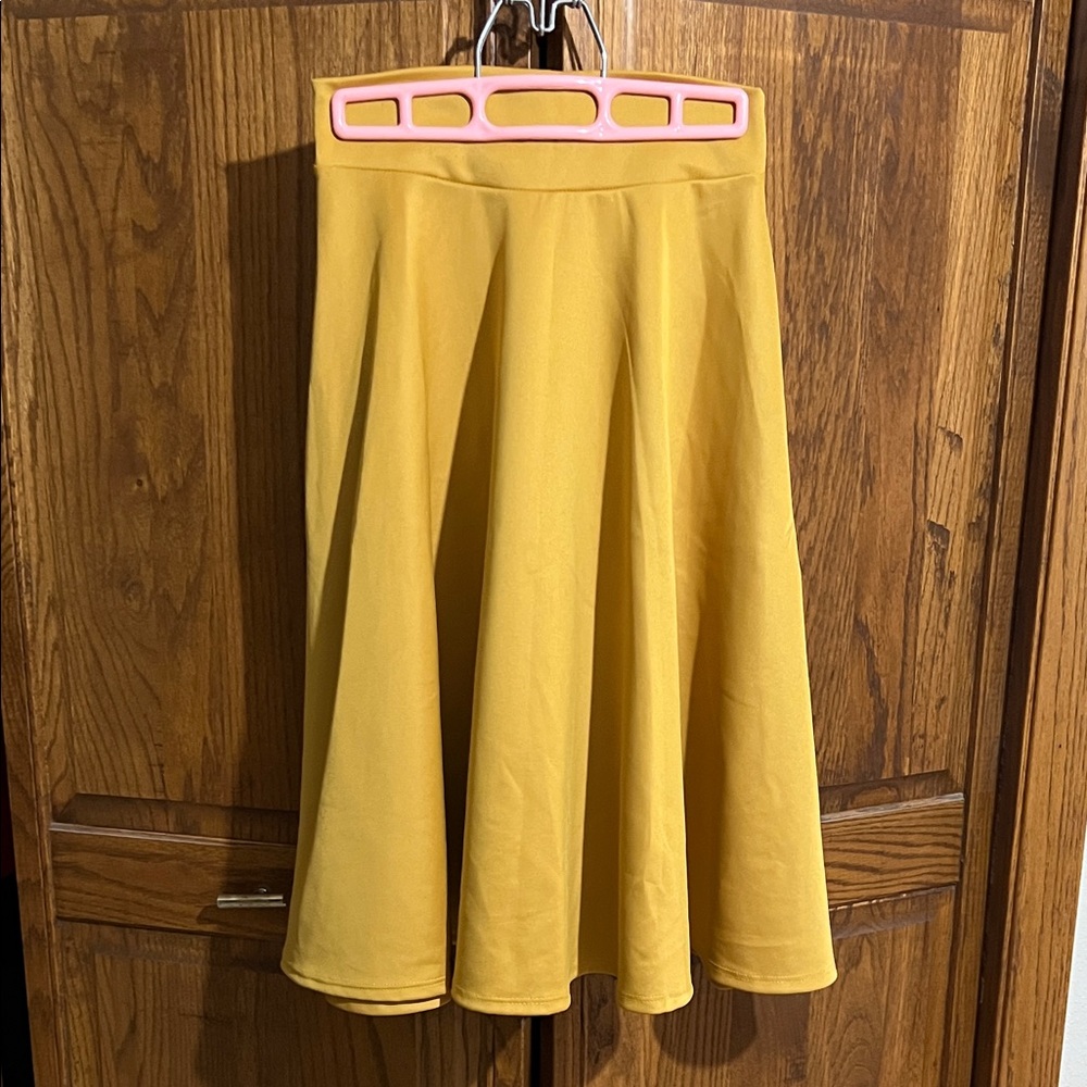 Yellow A-Line Midi Skirt